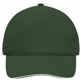 James & Nicholson - 5 Panel Sandwich Cap MB035, dunkelgrün/natur, Einheitsgröße