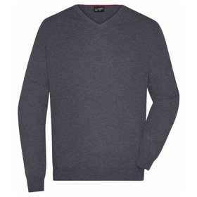 James & Nicholson - Herren V-Pullover JN659, anthrazit-melange, Größe L