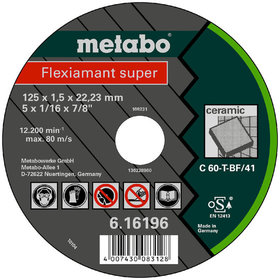 metabo® - Flexiamant super 125x1,5x22,23 Keramik, Trennscheibe, gerade Ausführung (616196000)