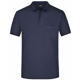 James & Nicholson - Herren Piqué Poloshirt mit Brusttasche JN922, navy-blau, Größe S