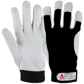Hase Safety Gloves - Mechanischer Lederhandschuh Power Grip II, Kat. II, grau, Größe 8