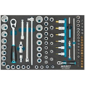 HAZET - Steckschlüssel Satz 163-258/92, 1 x 5,5, 3 … 32, E4 – E20, PH1 – PH2, T6 – T60, 92-teilig