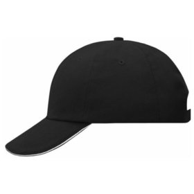 James & Nicholson - 6 Panel Cotton Sandwich Cap MB6112, schwarz/weiß, Einheitsgröße