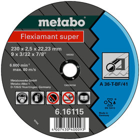 metabo® - Flexiamant super 115x2,0x22,23 Stahl, Trennscheibe, gerade Ausführung (616105000)