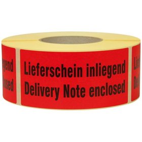 Hinweis Etiketten "Lieferschein inliegend"