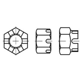 Kronenmutter, DIN 935-1 Stahl  6 blank M 5 KP