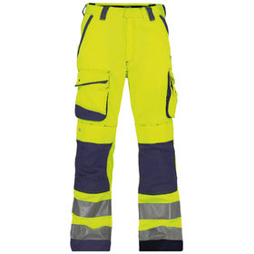 Dassy® - Chicago Warnschutzhose mit Kniepolstertaschen, neongelb/dunkelblau, Schrittlänge Standard, Größe 64