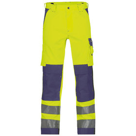 Dassy® - Buffalo Warnschutzhose mit Kniepolstertaschen, neongelb/dunkelblau, Schrittlänge Plus, Größe 54