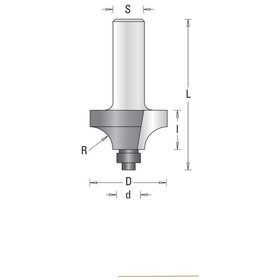 GUHDO® - HW-Viertelstabfräser Schaft-ø8mm Z2 D22,7 R5 d9,5