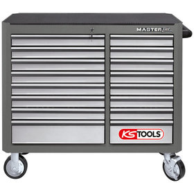 KSTOOLS® - MASTERline Großraum-Werkstattwagen, mit 16 Schubladen grau/silber