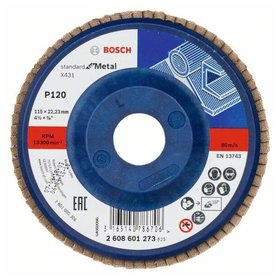 Bosch - Fächerschleifscheibe X431 Standard for Metal, gerade, 115mm, 120, Kunststoff (2608601273)