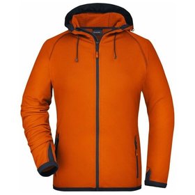 James & Nicholson - Damen Raglan Fleecejacke JN570, orange/carbon, Größe XL