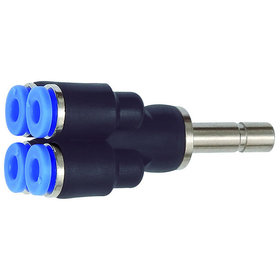 RIEGLER® - T-Mehrfachverteiler 4-fach, Stecknippel 6mm »Blaue Serie« Schlauch -Ø 4x4