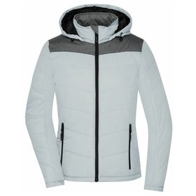 James & Nicholson - Damen Winterjacke Materialmix JN1133, silber/anthrazit-melange, Größe XXL