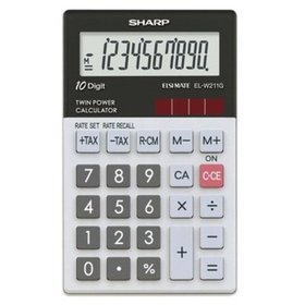 SHARP - Taschenrechner ELW-211 G, 70x117x8,15mm, grau, 10-stellig, LCD-Anzeige, En