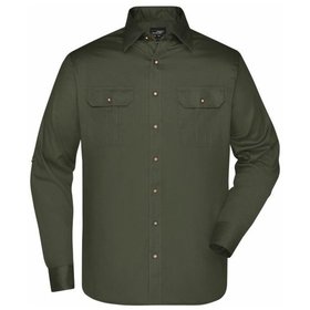 James & Nicholson - Herren Twill-Hemd Easy Care JN676, oliv, Größe L