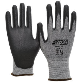 NITRAS® - Schnittschutzhandschuh CUT3 6350, Kat. II, grau/schwarz, Größe XL