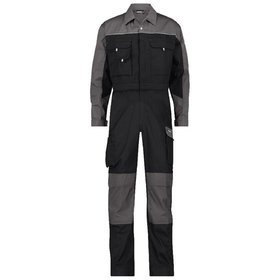 Dassy® - Cannes Zweifarbiger Overall mit Kniepolstertaschen, schwarz/zementgrau, Schrittlänge Standard, Größe XL