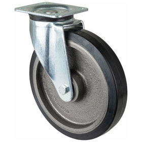 BS ROLLEN - Lenkrolle, L600.B81,mit Platte,Ø 250,B 50mm,500kg,Elastik-Reifen