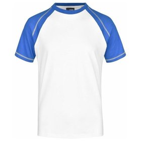 James & Nicholson - Herren Raglan T-Shirt JN010, weiß/königs-blau, Größe S