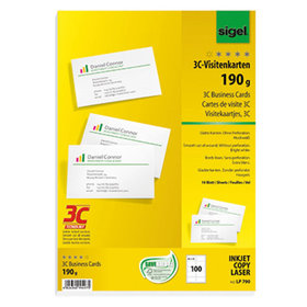 sigel® - Visitenkarte LP790 DIN A4 85x55mm 190g weiß 100 Stück/Pack