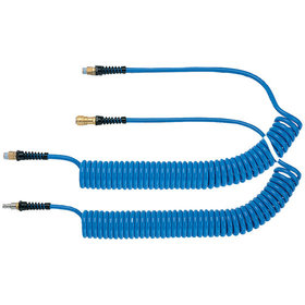 LÜDECKE - PU-Spiralschlauch, blau, mit Edelstahl-Kupplung, 5 x 8mm x 3m