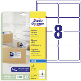 AVERY™ Zweckform - J8165-25 Versand-Etiketten, A4, 99,1 x 67,7 mm, 25 Bogen/200 Etiketten, weiß