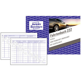 AVERY™ Zweckform - 222 Fahrtenbuch, für PKW, A6 quer, 80 Seiten für 390 Fahrten