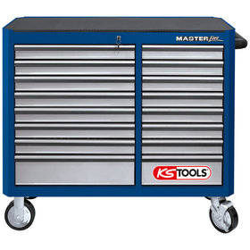 KSTOOLS® - MASTERline Großraum-Werkstattwagen, mit 16 Schubladen blau/silber