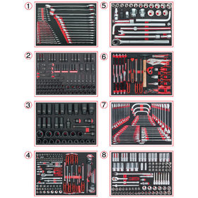 KSTOOLS® - Universal-Systemeinlagen-Satz für 8 Schubladen mit 484 Premium-Werkzeugen