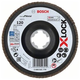 Bosch - X-LOCK Fächerschleifscheibe, X571, Best for Metal, gewinkelt, Ø125 mm, K 120,1St (2608621770)