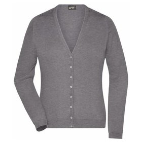 James & Nicholson - Damen Strickjacke JN660, grau heather, Größe M