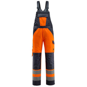 MASCOT® - Gosford Latzhose mit Knietaschen - SAFE LIGHT - hi-vis Orange/Schwarzblau, Gr. 76C52