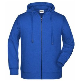 James & Nicholson - Herren Hoody Sweatjacke 8026, königs-blau heather, Größe 3XL