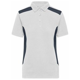 James & Nicholson - Damen BIO Workwear Poloshirt Kontrast JN1825, weiß/carbon, Größe XS