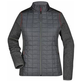 James & Nicholson - Damen Melange Strickfleece Hybridjacke JN741, grau/anthrazit-melange, Größe XXL