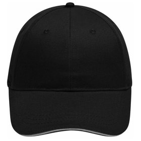 James & Nicholson - 6 Panel Sandwich Cap gebürstet MB6212, schwarz/hellgrau, Einheitsgröße