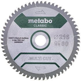 metabo® - Sägeblatt "multi cut - classic", 216x2,4/1,8x30, Z60 FZ/TZ, 5°neg. (628066000)