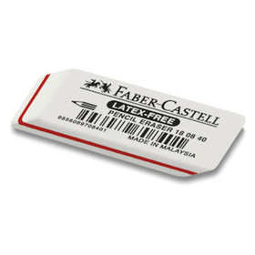 Faber-Castell - Radierer Latex-free, 50x10x19mm, weiß, 180840, Natur-Kautschuk