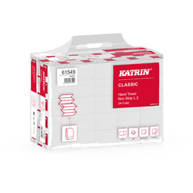 KATRIN® - Falthandtuch, weiß, 24,0 x 32,0 cm, 2-lagig, 120 Blatt/Pack, 25 Pack/VE, 32 VE/Palette