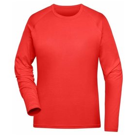 James & Nicholson - Damen Recycled Langarm Sportshirt JN521, hellrot, Größe XS