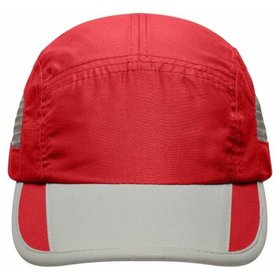 James & Nicholson - 5 Panel Sport Cap MB6522, rot/hellgrau, Einheitsgröße