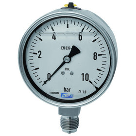 RIEGLER® - Glyzerinmanometer, Edelstahl, E-Skala, G 1/2" unten, 0-6,0 bar, Ø 100