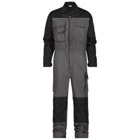 Dassy® - Cannes Zweifarbiger Overall mit Kniepolstertaschen, zementgrau/schwarz, Schrittlänge Standard, Größe 2XL