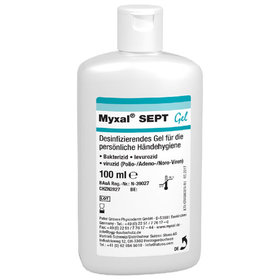 Physioderm® - MYXAL® SEPT GEL Handdesinfektionsmittel parfümfrei HACCP-konform 100ml Flasche