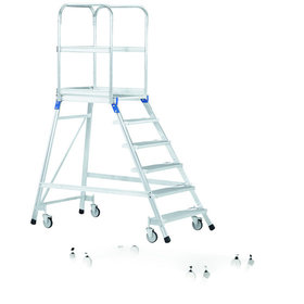 ZARGES - Podesttreppe 3 Stufen, fahrbar Plattform B600mm L800mm, Stufe T200mm