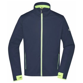 James & Nicholson - Herren Softshell Sportjacke JN1126, navy-blau/gelb, Größe XL