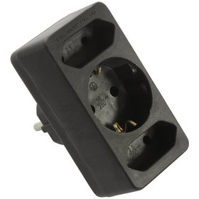 as® Schwabe - Euro-Multistecker 2+1, schwarz E: Schutzkontaktst. A: 2x Euro 1xSchutzkontaktdose