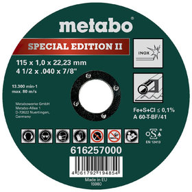 metabo® - Special Edition II 115 x 1,0 x 22,23 mm, Inox, Trennscheibe, gerade Ausführung (616257000)