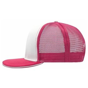 James & Nicholson - 6 Panel Sandwich Flat Cap MB6635, weiß/magenta, Einheitsgröße